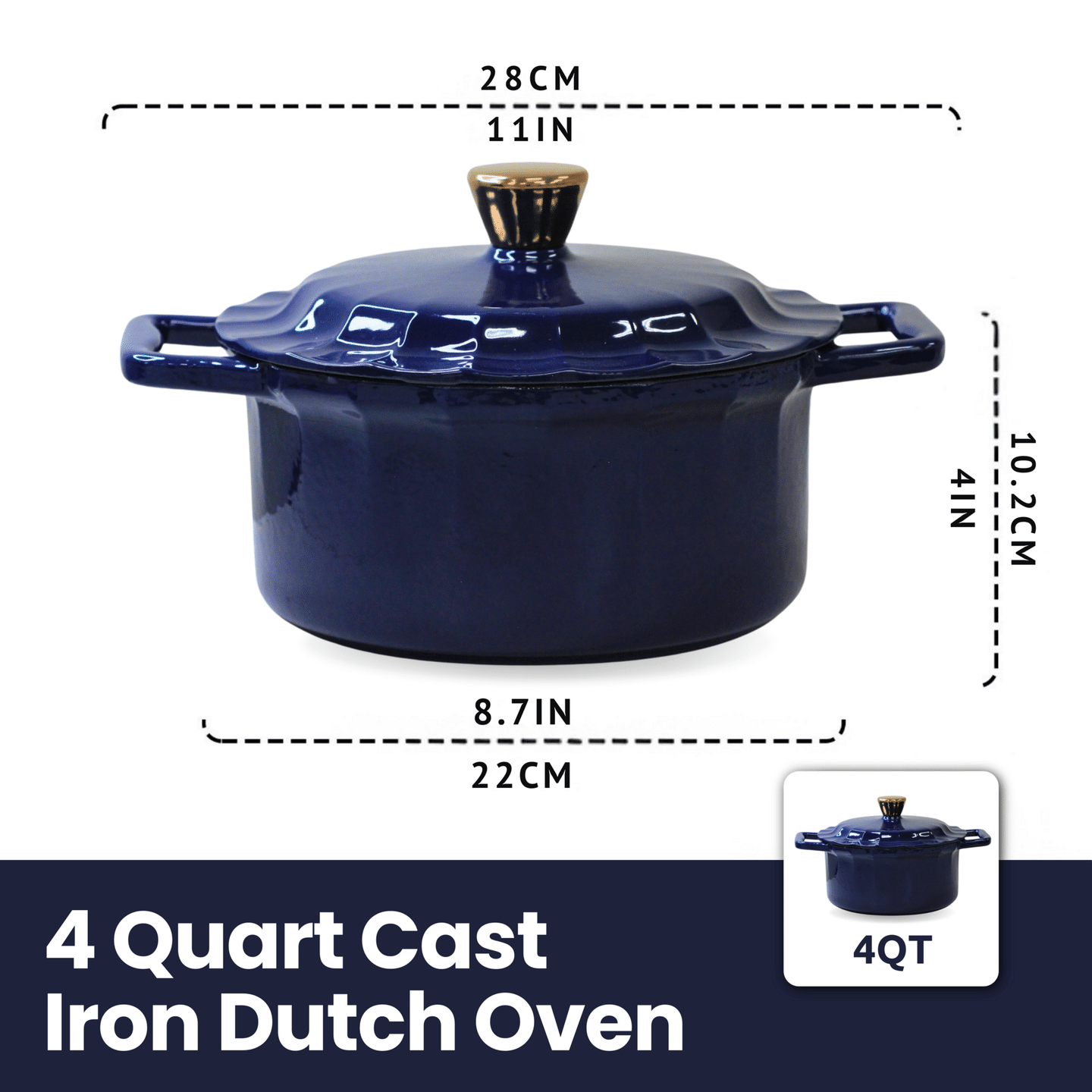 Cinnamon Home 4 Quart Cast Iron Dutch Oven Blue 1 each