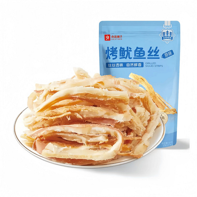 良品铺子烤鱿鱼丝原味即食海鲜海味60克*1袋 60 克