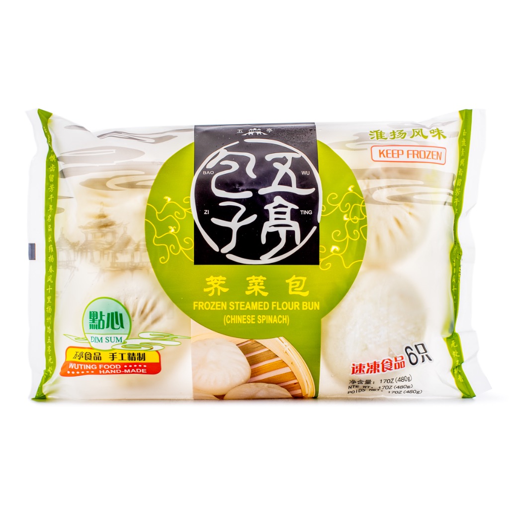 WuTing Buns Chinese Spinach Steamed Flour Buns 6pc, Frozen 480 g
