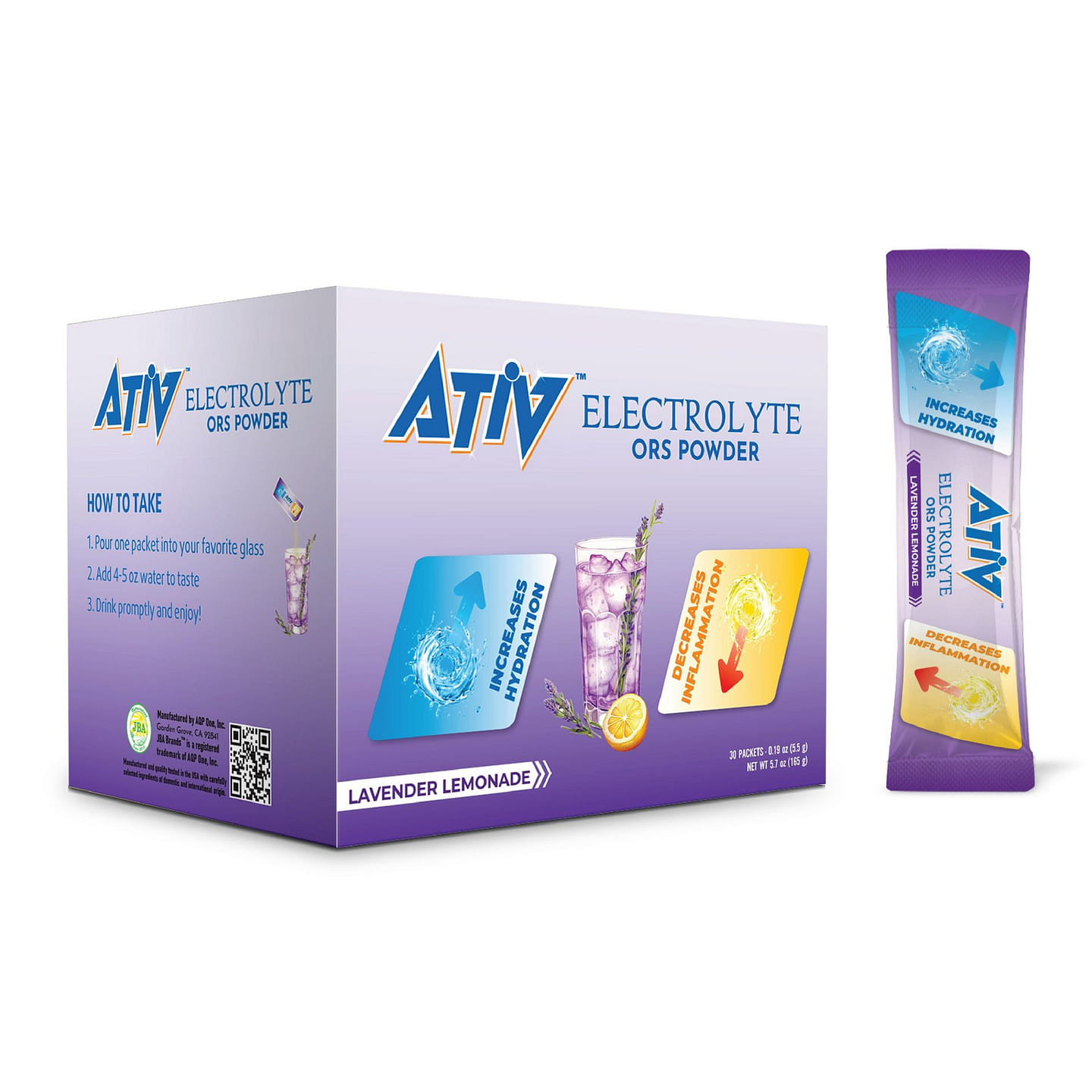 JBA ATIV ELECTROLYTE POWDER (LAVENDER LEMONADE) 30 each