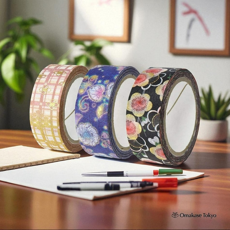 Japanese Washi Masking Tape Set 3 Rolls (Tsujiga)