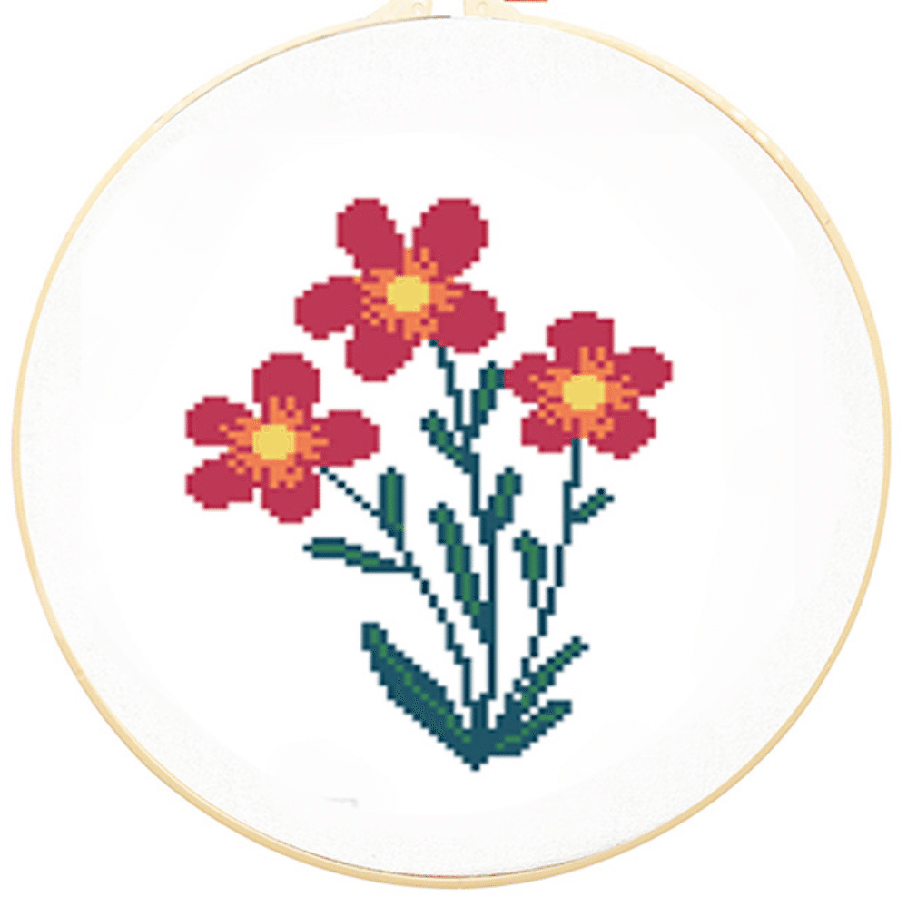 Cross Stitch Material Kit Hand Embroidered Cartoon Cute Delicate-Cute Red Flower 1 each