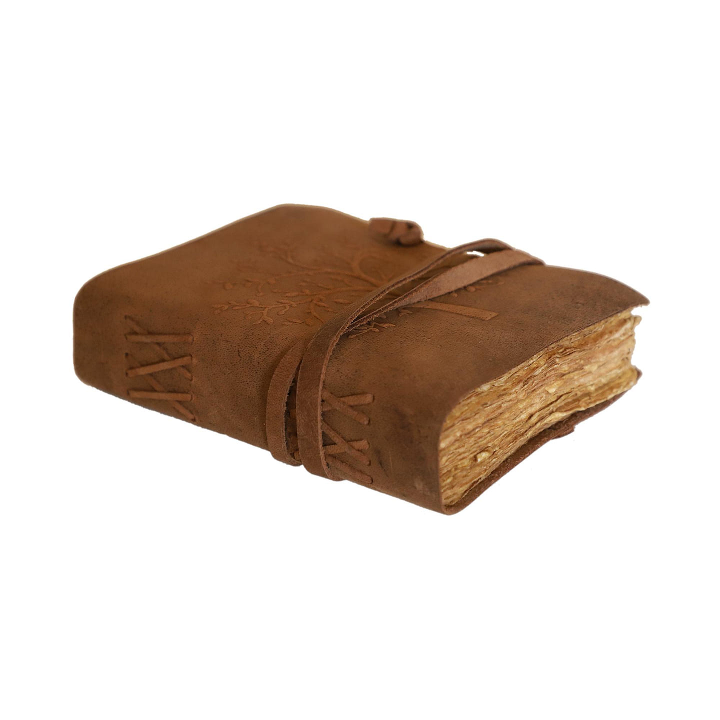Cottage Handicraft, Vintage Leather Journal with embossed Tree of Life 1 count