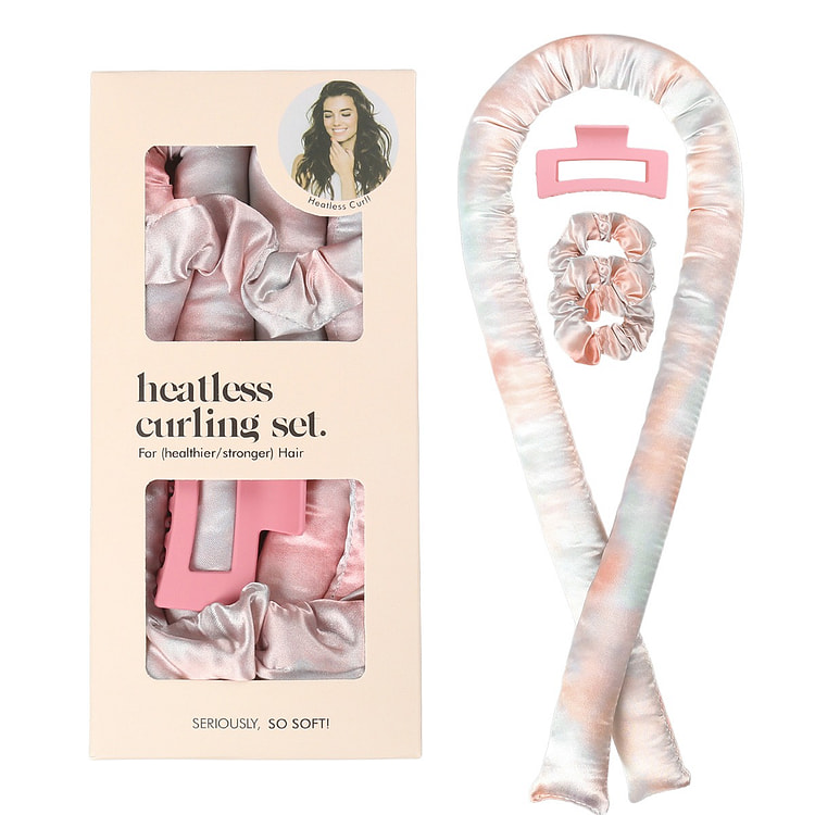 睡眠卷发神器缎面无热卷发棒懒人卷发器 盒装粉彩色 1 份