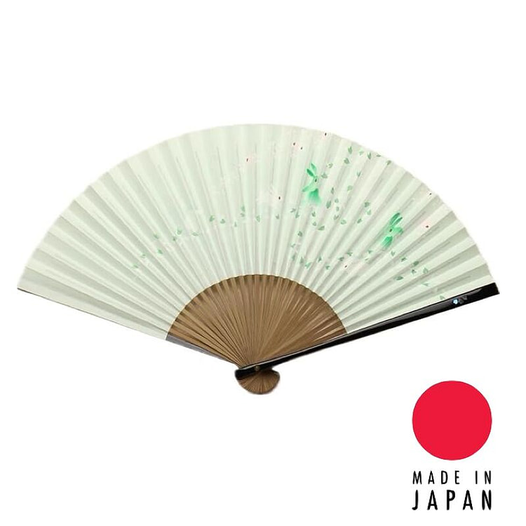 京都折扇 白兔 日本绿