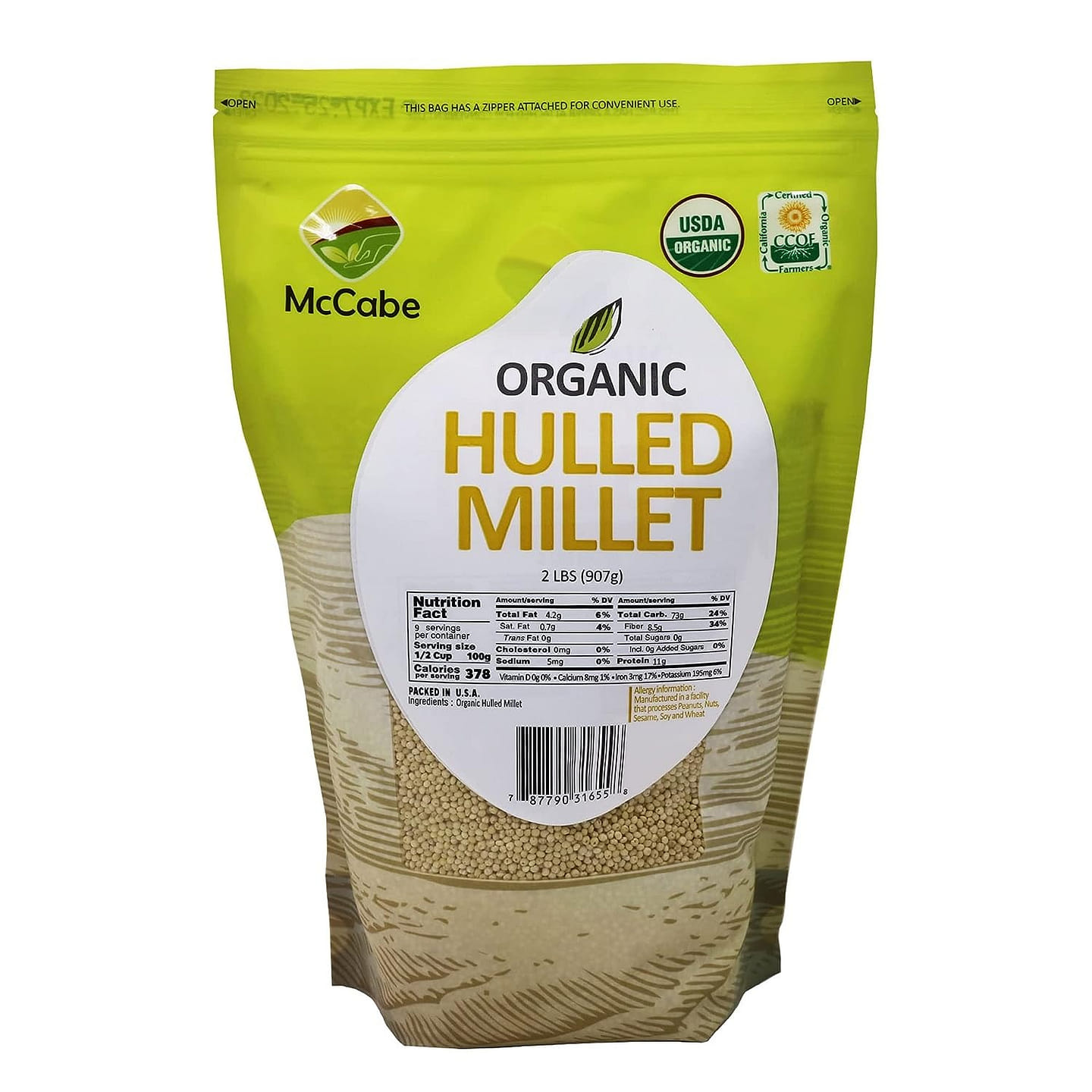 McCabe Organic Hulled Millet, 2-pound, USDA Certified Organic, CCOF Organic 2 lb