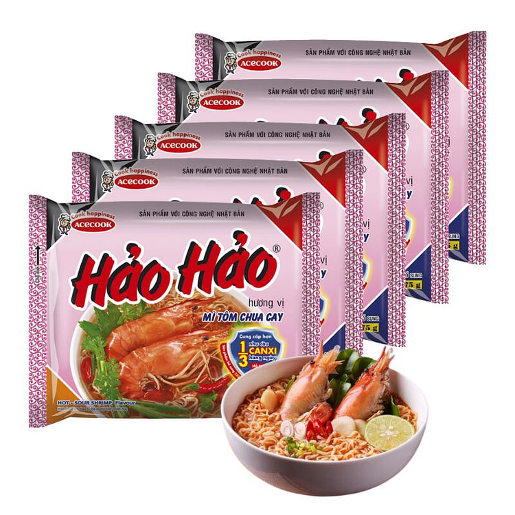 Hao Hao Spicy & Sour Noodle Combo (5 packs)