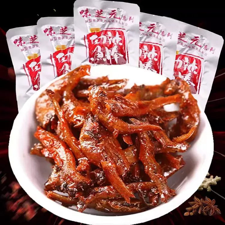 味芝元劲辣鱼棒毛毛鱼零食小吃20小包