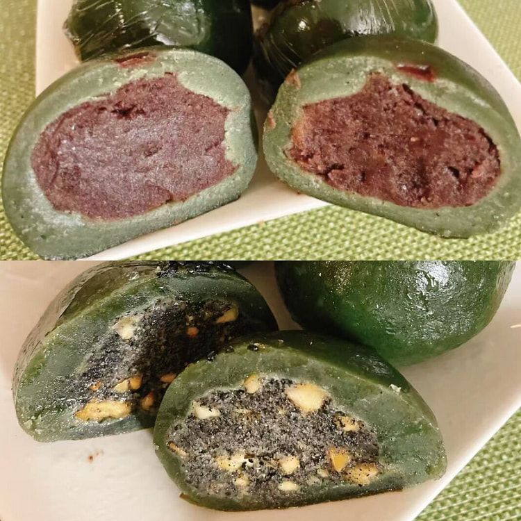 豆沙 / 黑芝麻花生青团 双拼