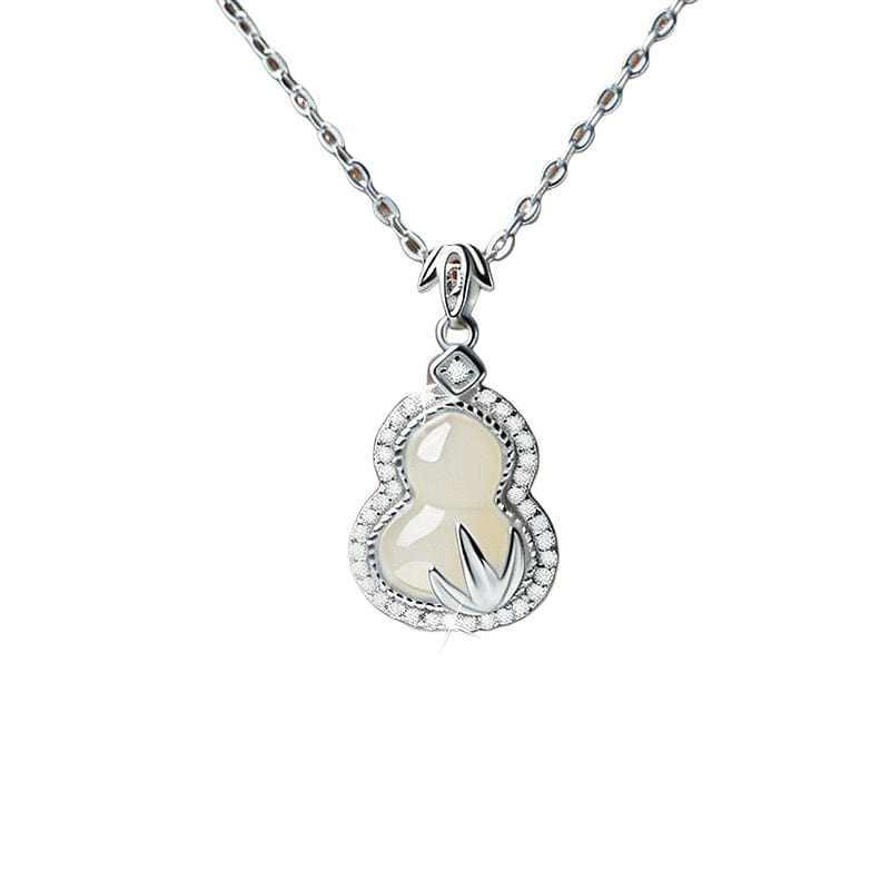 Hotan Jade Necklace Gourd Pendant Silver 24 * 13mm 1 box
