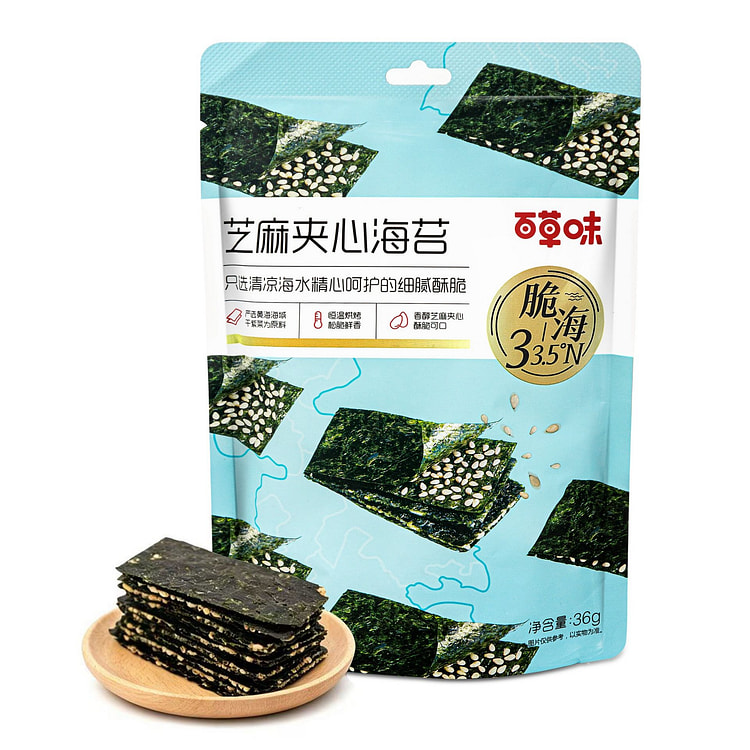 百草味 芝麻夹心海苔 36g/1.27 oz 1 包