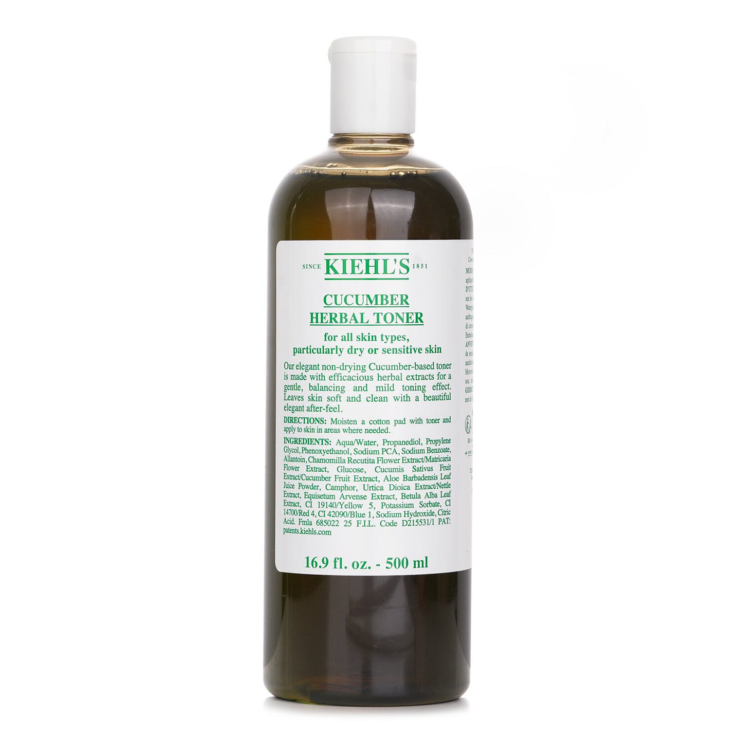 Kiehl’s Cucumber water plant essence toner soothes and moisturizes (dry or sensitive skin) 500ml/16.9oz 500 ml