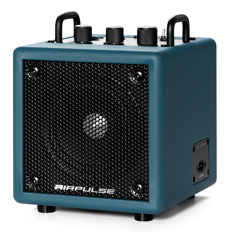 Airpulse 蓝牙扬声器，小型音箱，带辅助线输入，适合家庭、户外和派对使用 - 蓝色