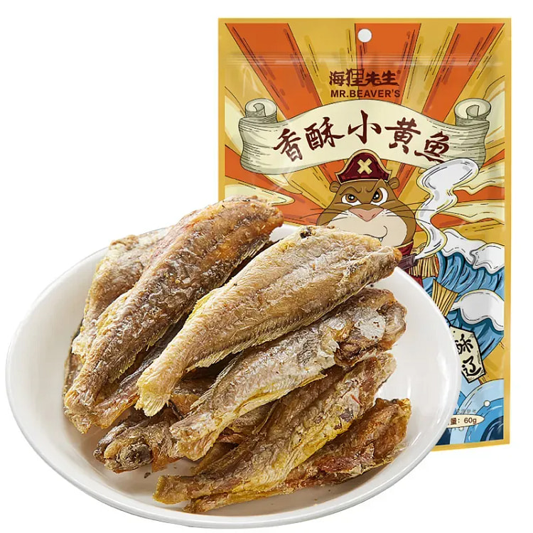 海狸先生香酥小黄鱼即食黄花鱼干海味零食60g*1袋 60 克