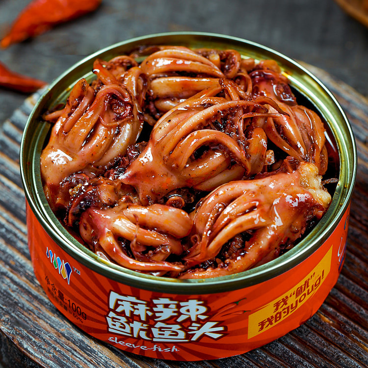 食刻倾城麻辣鱿鱼须罐头海鲜100g*1罐