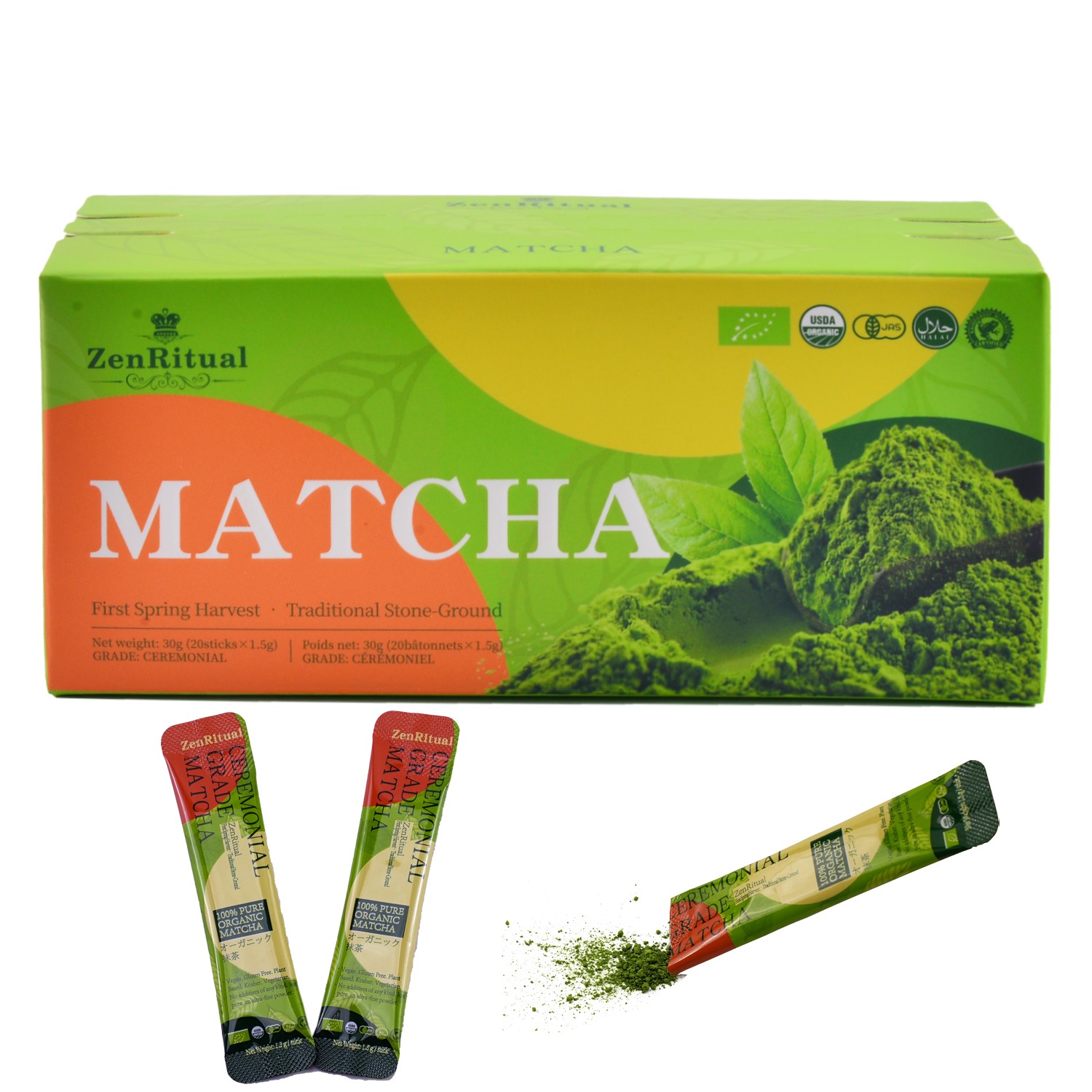 ZenRitual Organic Matcha Powder Sticks, 20 Count 19.99 pack