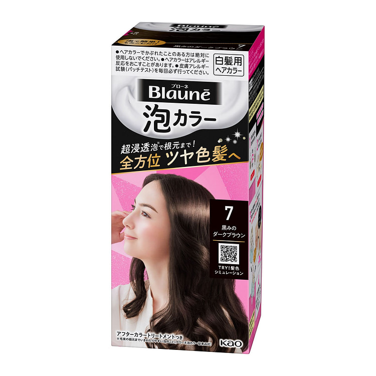 花王Blaune 白发用植物泡沫型染发剂7/深黑棕