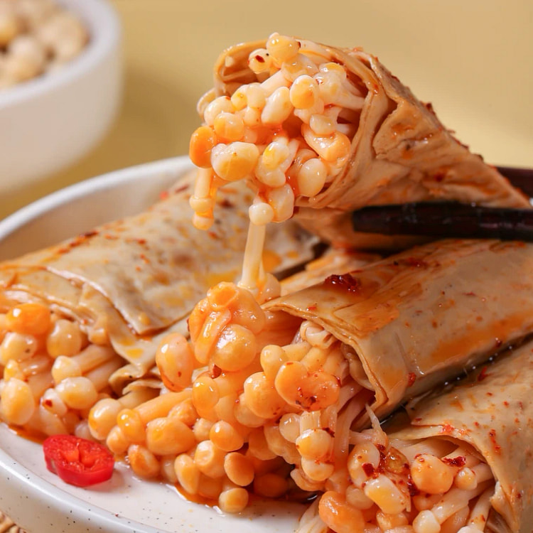 Golden needle mushroom bean roll