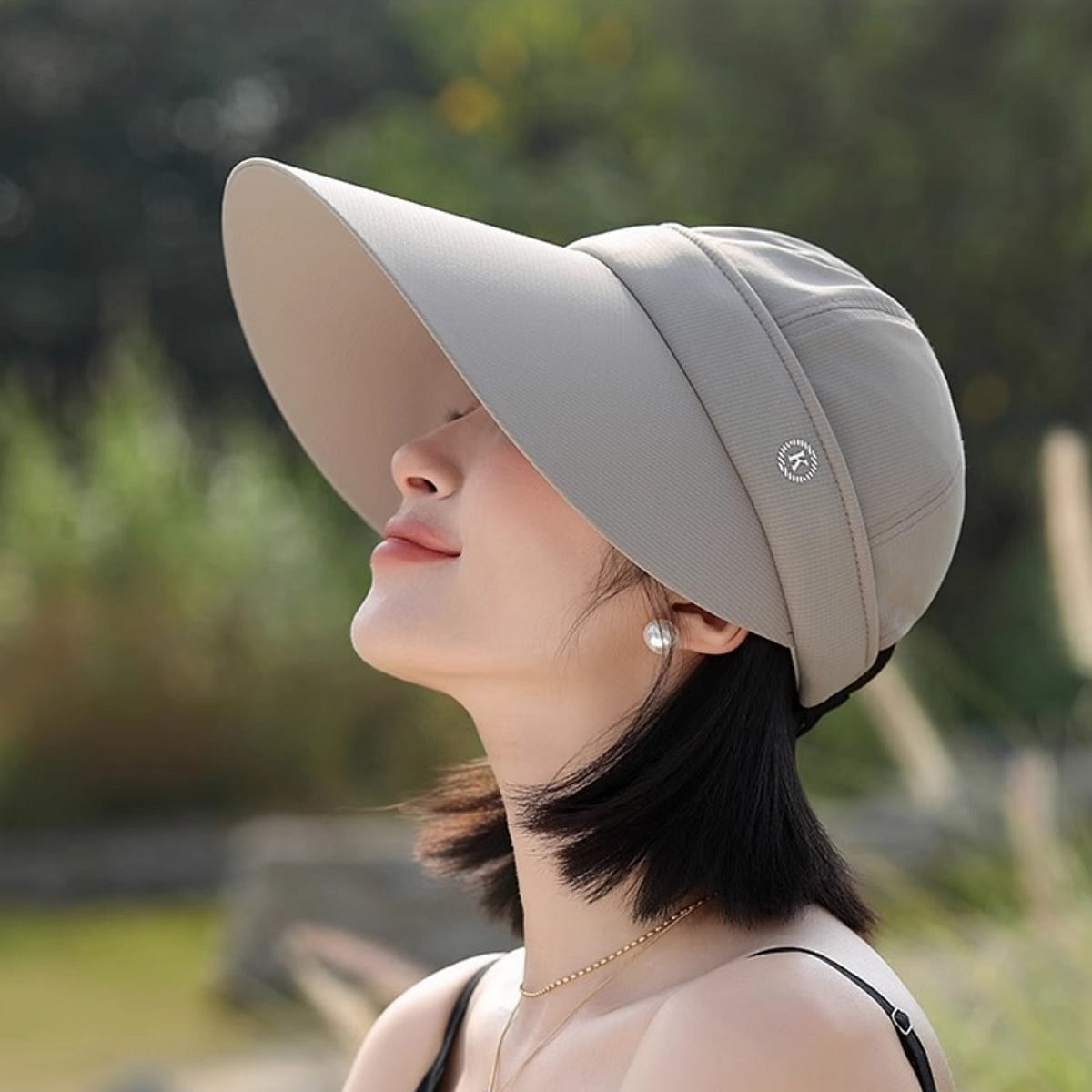 Outdoor wide-brimmed sun hat Removable top Khaki F 1 each