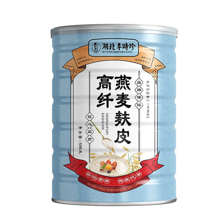 李时珍  燕麦麸皮早餐感代餐燕麦片0添蔗糖麦片早餐即食冲饮  550g/罐