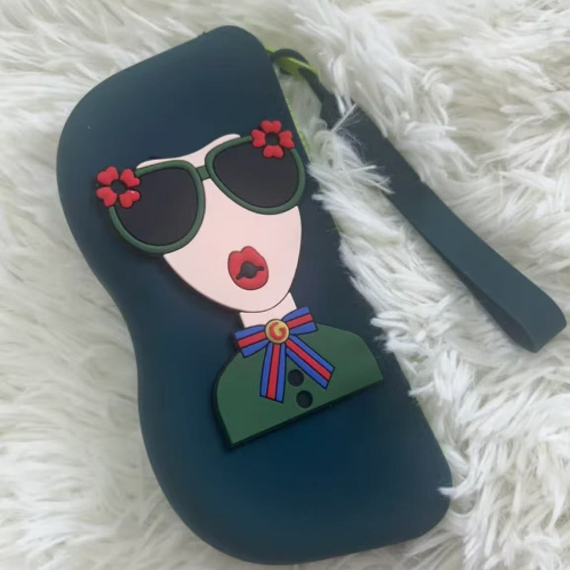 Cartoon Silicone Eyeglass Case Dark Green 1 count