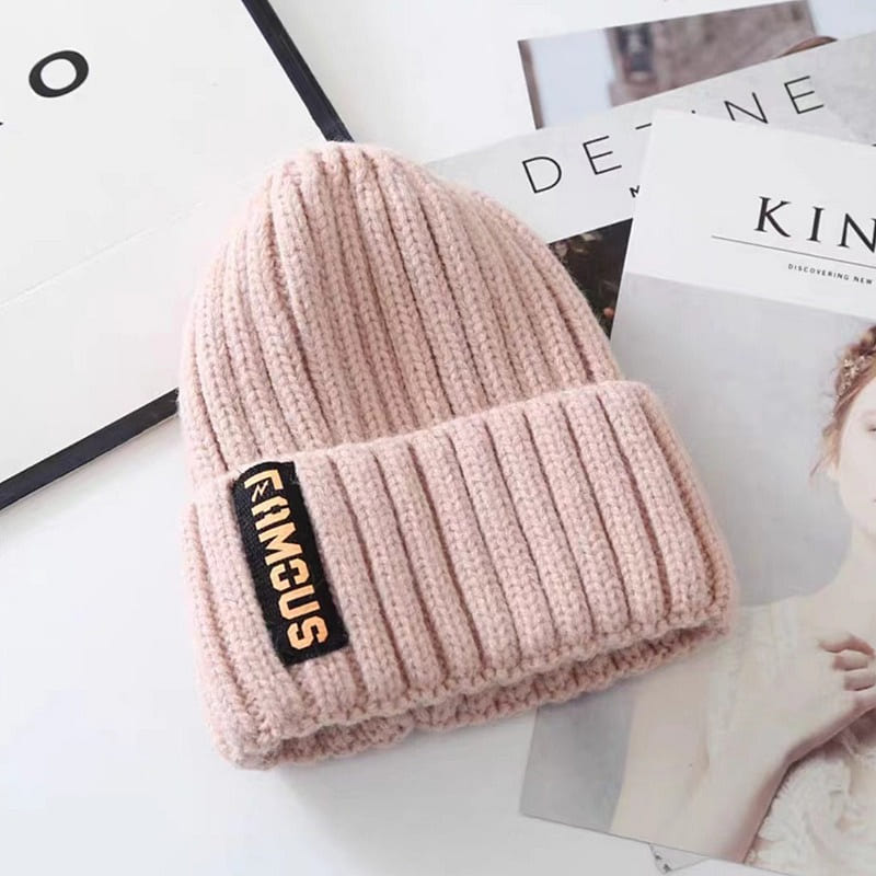 Winter Korean Style Versatile Fashion Large Elasticity Knitted Hat, Warm-Pink 1 each