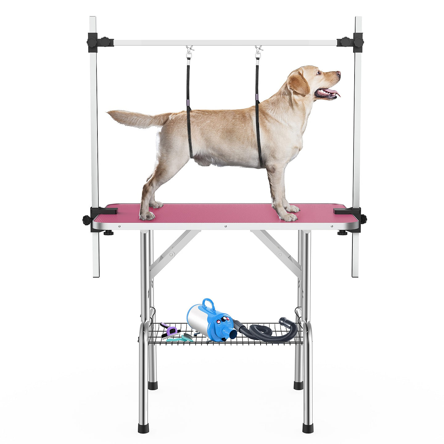 46 Inch Dog Grooming Table, Adjustable Home Pet Grooming Tables with Arm 1 count