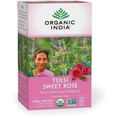 Organic India Tulsi Sweet Rose Tea, 18 tea bags 18 count