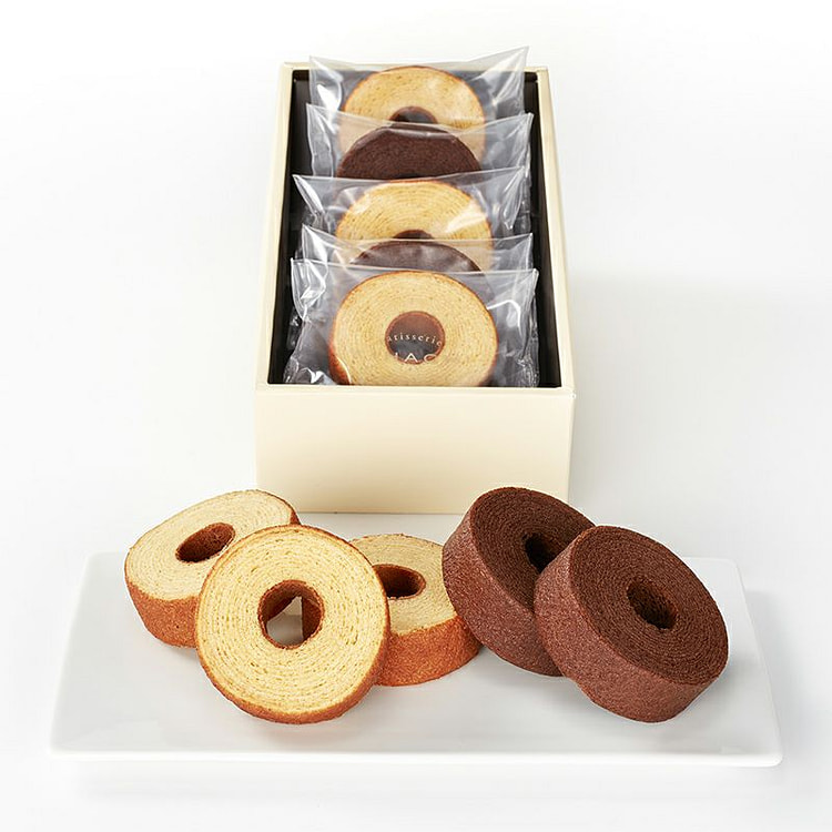 KIHACHI 原味&巧克力味年轮蛋糕 5块 1 盒