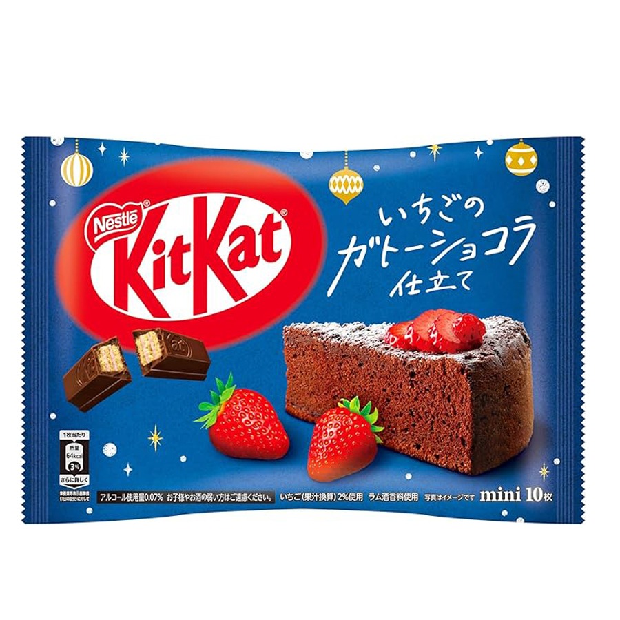 日本雀巢KITKAT 迷你冬季限定夾心威化巧克力草莓巧克力蛋糕口味10枚/ - Weee!, image size:900x900
