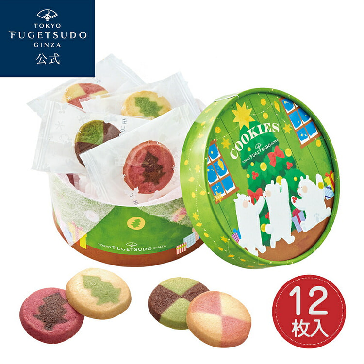 东京风月堂 圣诞 曲奇饼干 4种口味 12枚 1 份