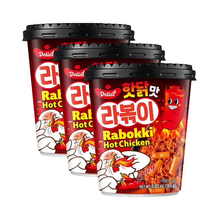 Delief Rabokki Hot Chicken | Hot Ramen Noodles & Tteokbokki | 165g X 3 |