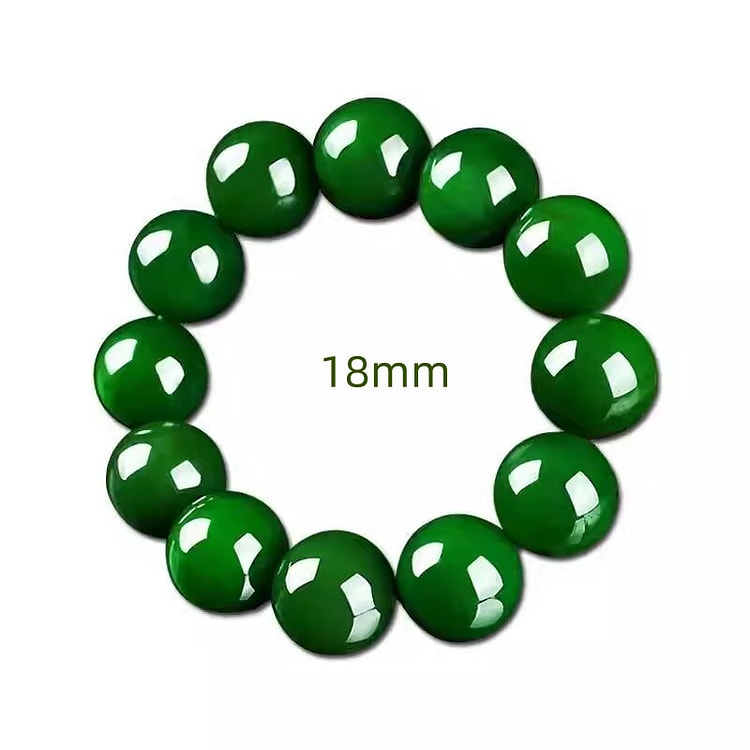 和田玉碧玉手链 菠菜绿圆珠手串玉珠手链情侣款1份 1 份