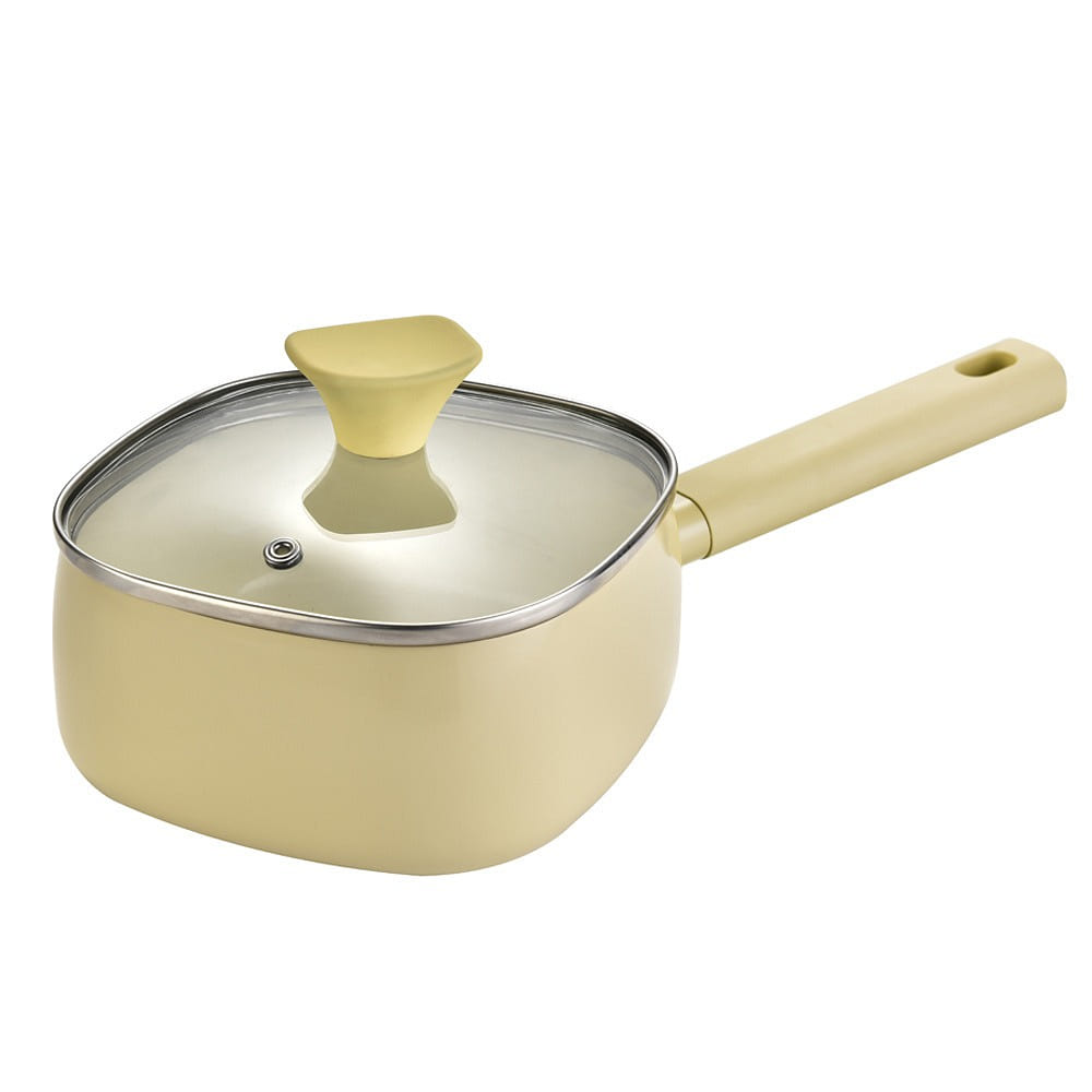 Milk pan non-stick baby supplement pan light yellow 16CM with lid 1 個