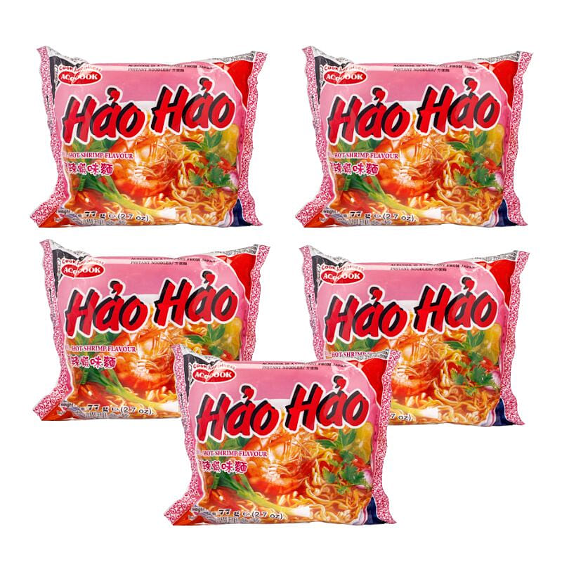 Hao Hao Mi Tom Chua Cay (Hot Sour Shrimp Flavor Noodle) pack of 5 1 each