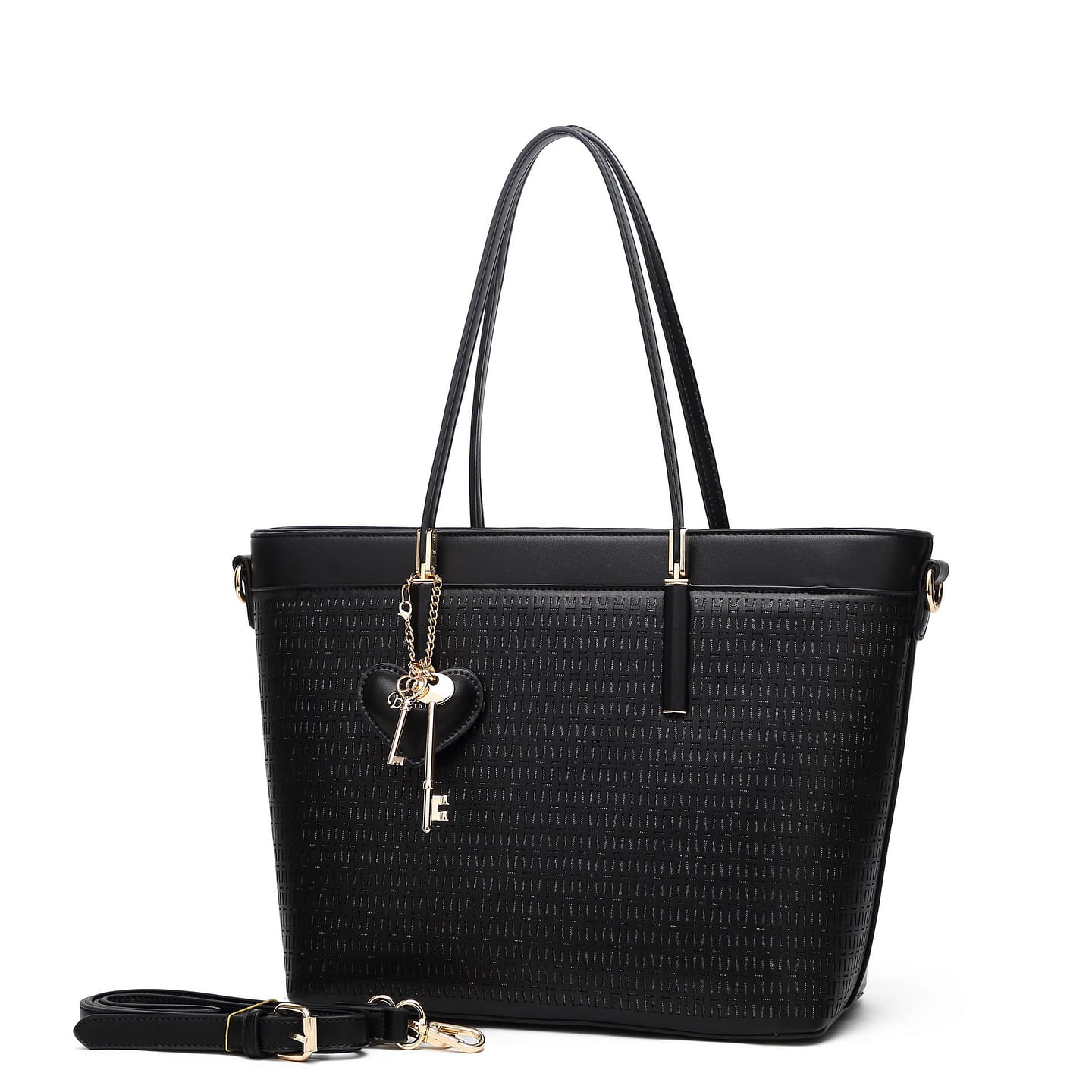 Sacred Love Wings Crystal Vegan Leather Tote Bag + Wallet [RA8869+RAW8868-BK] 1 each
