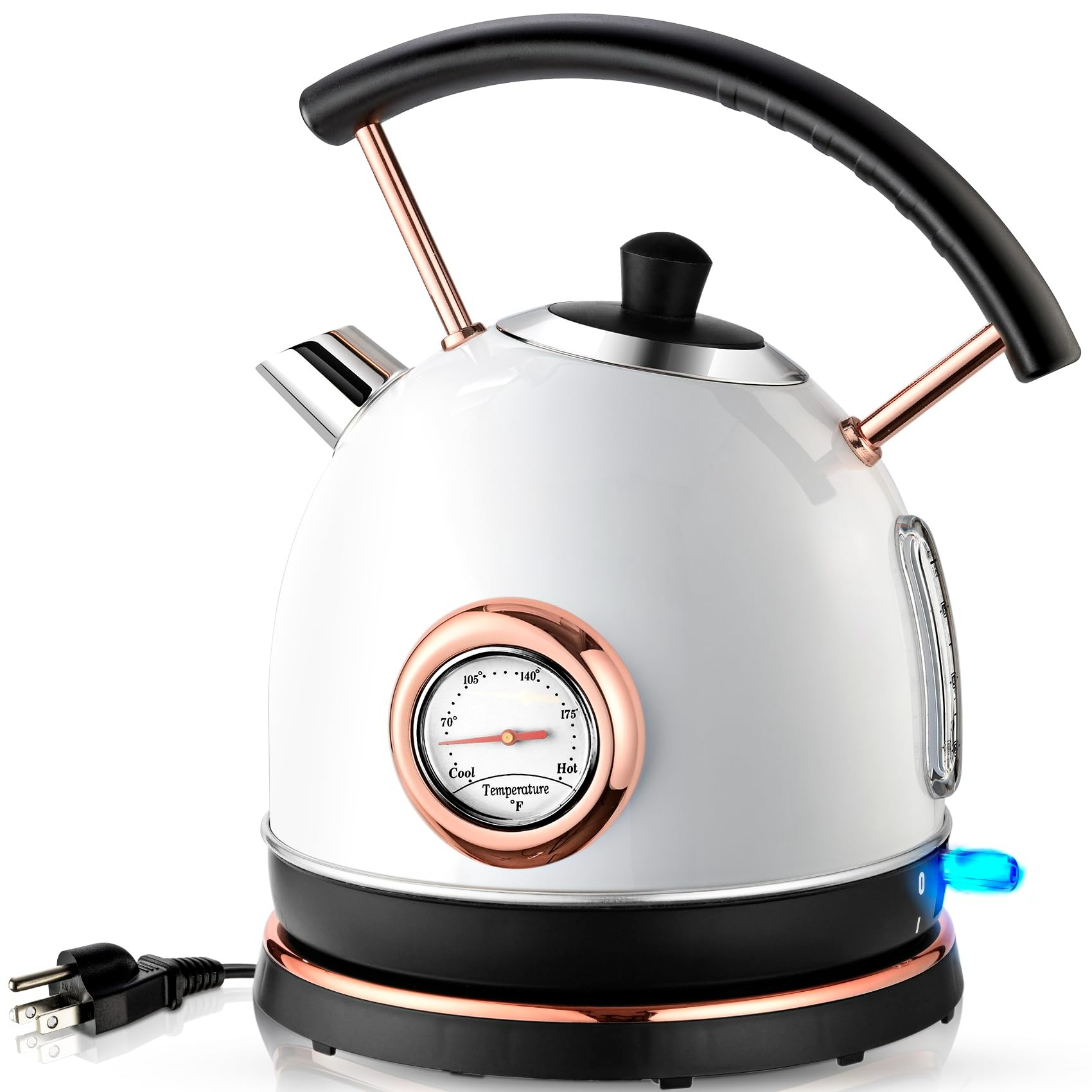 Get Retro Electric Kettle Stainless Steel 1.7L Tea Kettle, Hot Water