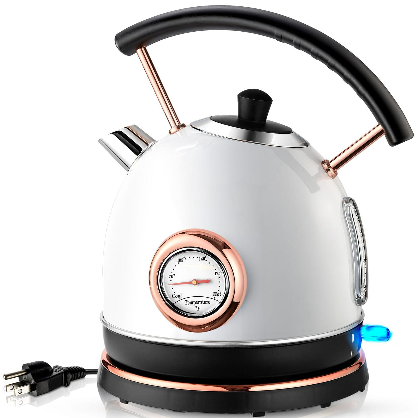 Retro Electric Kettle Stainless Steel 1.7L Tea Kettle, Hot Water Boiler White 1 each