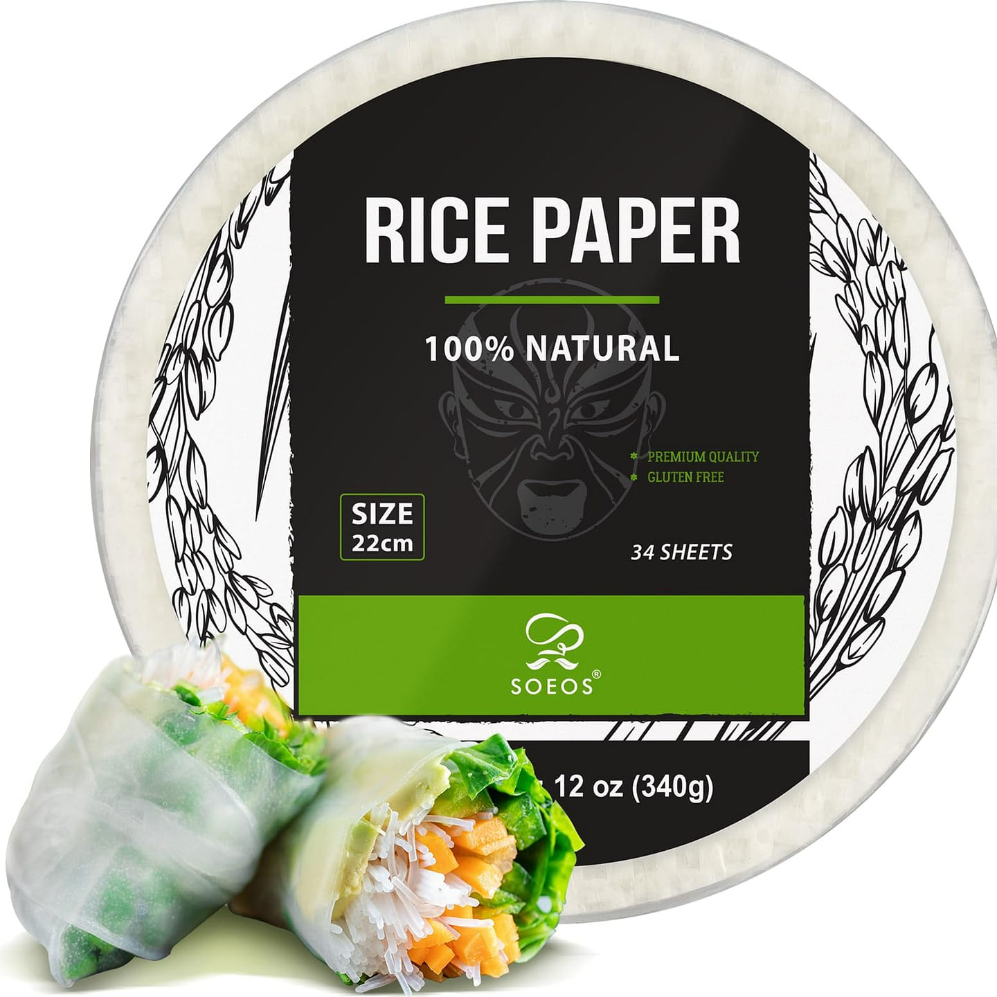 Rice Paper,White Rice Paper Wrappers, 34 Sheets 1 each