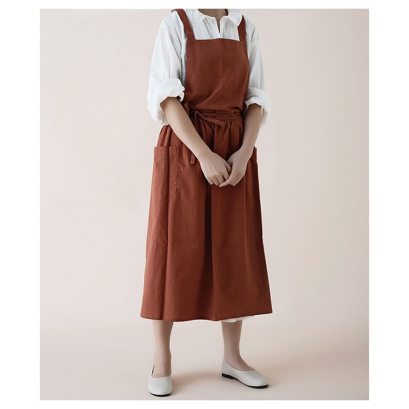 BIGBOWL 100% Cotton Water-Proof Natural Apron X-type With Pocket Red 1 count