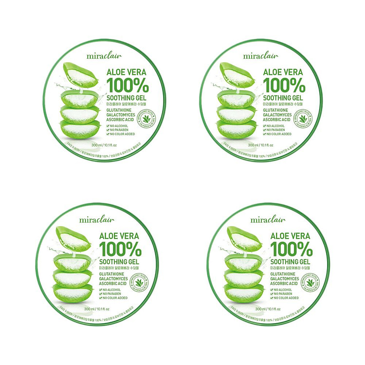 Miraclair Aloe Vera 100% Soothing Gel 300ml x4 3 each