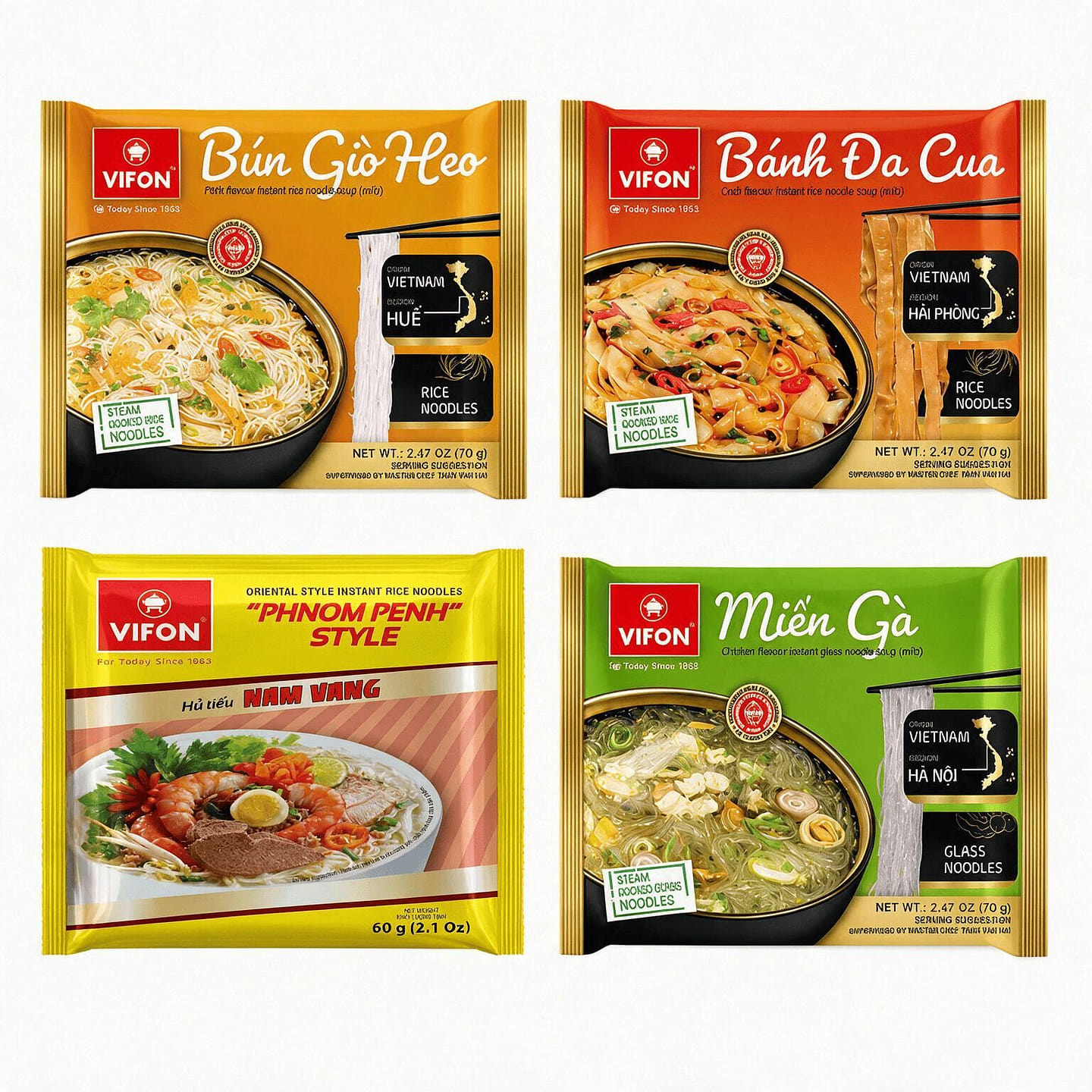 VIFON Vietnamese Noodle Soup Breakfast Bundle 4 pack