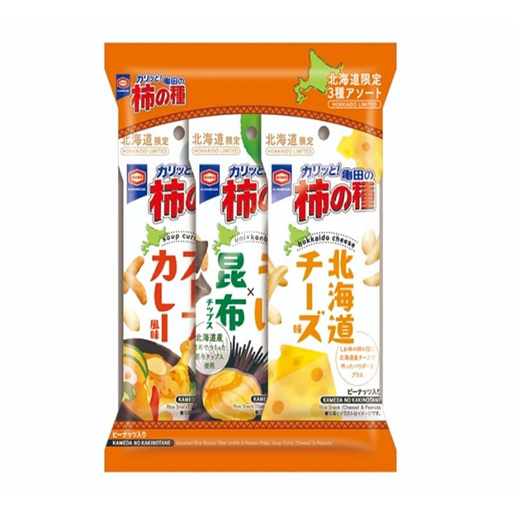 龟田制果 三种口味混合装 柿种脆片 4袋装