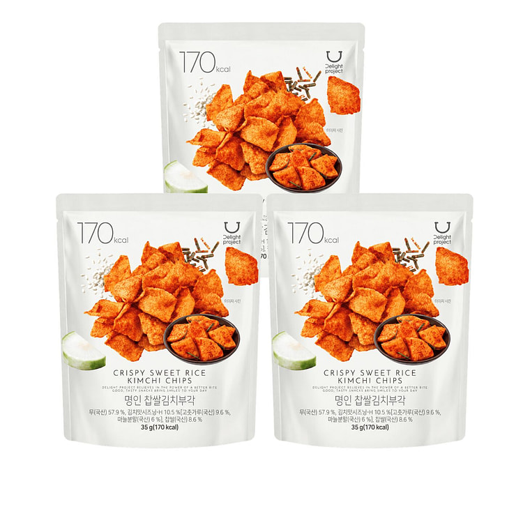 Artisan Glutinous Rice Kimchi Crisps 35g Korean 3 each