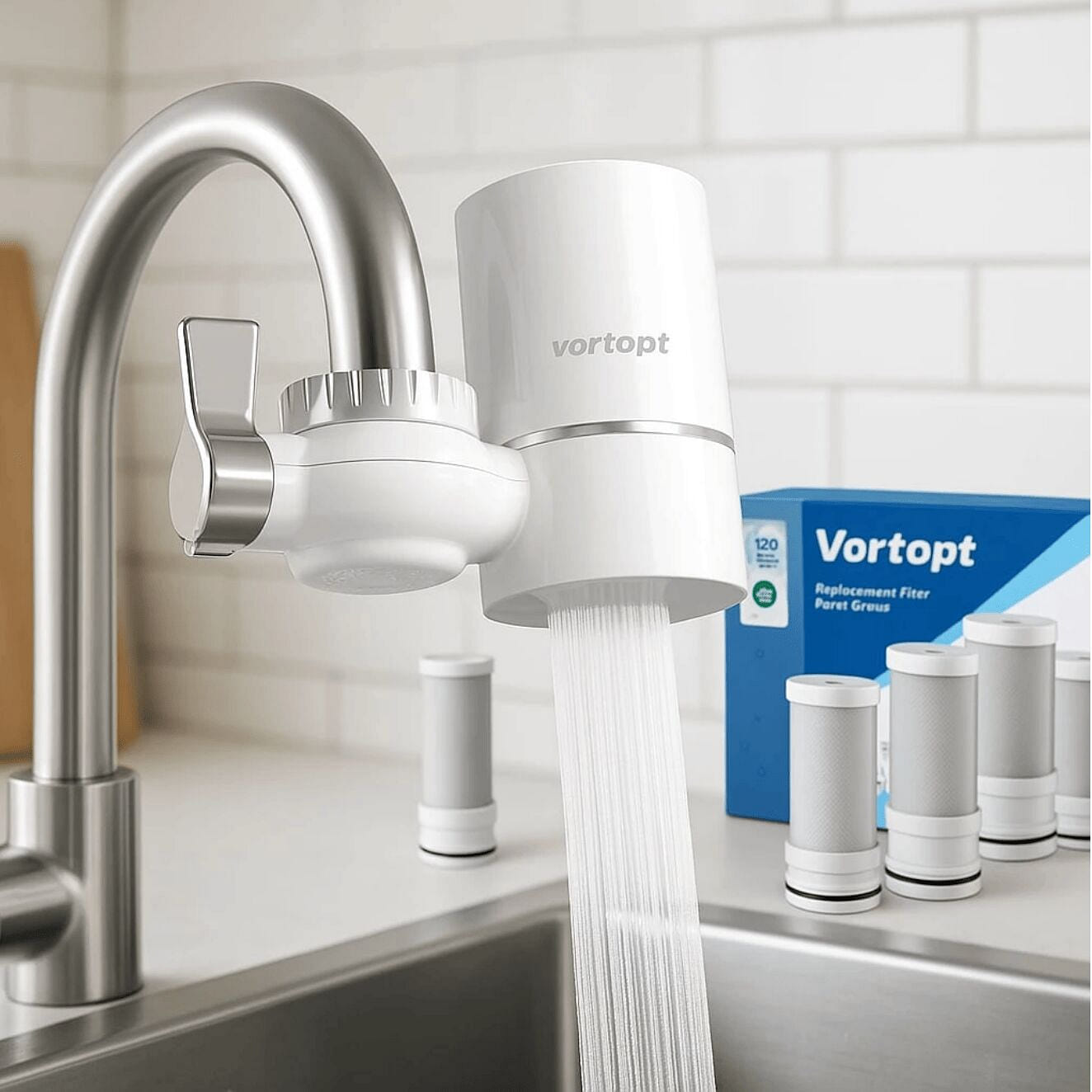 T1 Faucet Water Filter With 3Cartridges-400-Gallon 1 pack