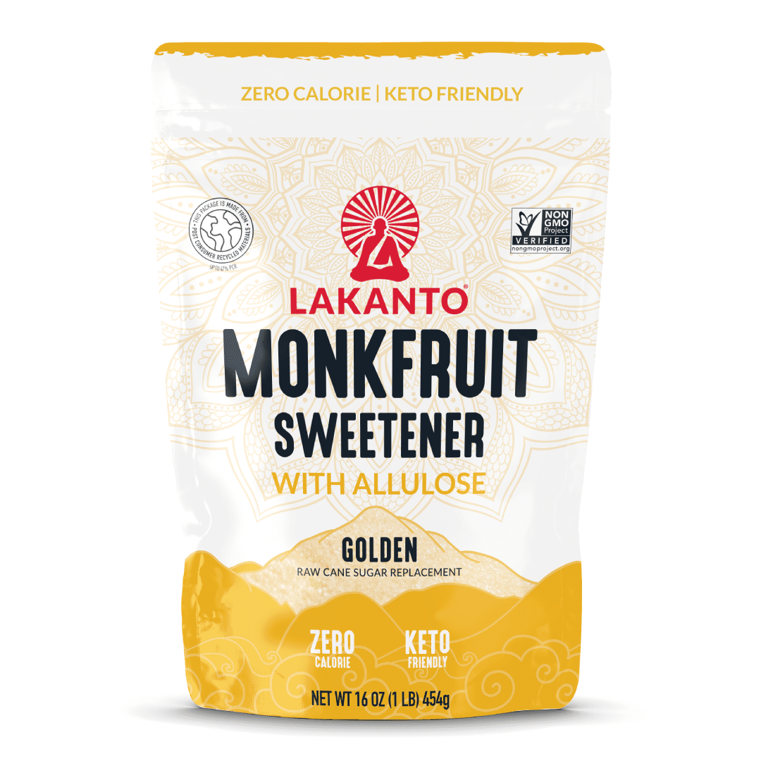 Lakanto Golden Monk Fruit Sweetener with Allulose – Raw Cane Sugar Substitute 16 oz