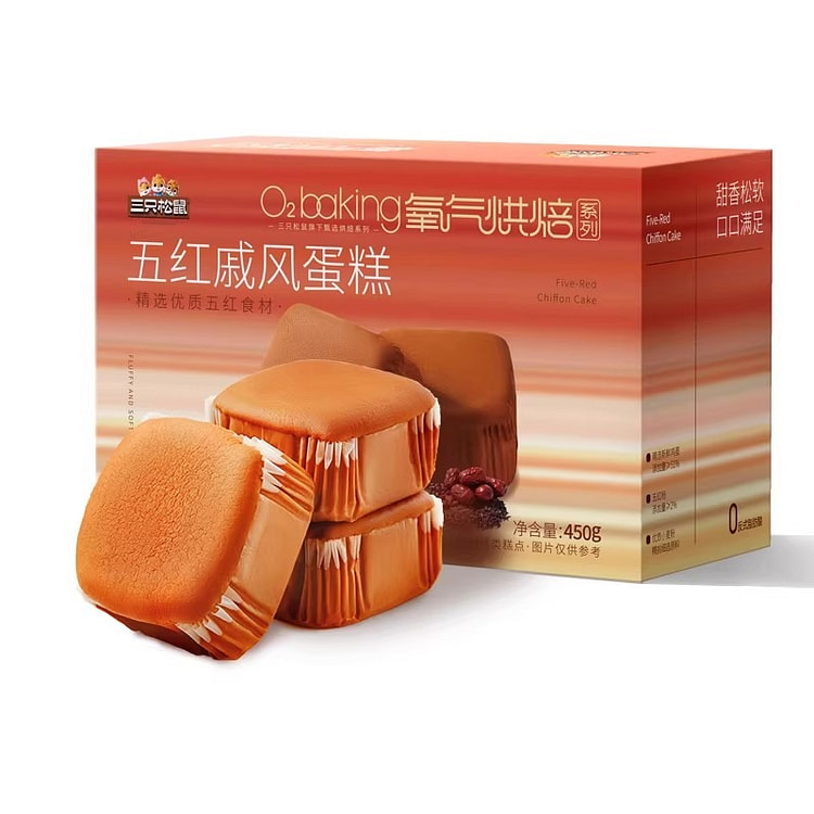 三只松鼠 五红谷物戚风蛋糕健康早餐下午茶糕点心零食 450 克