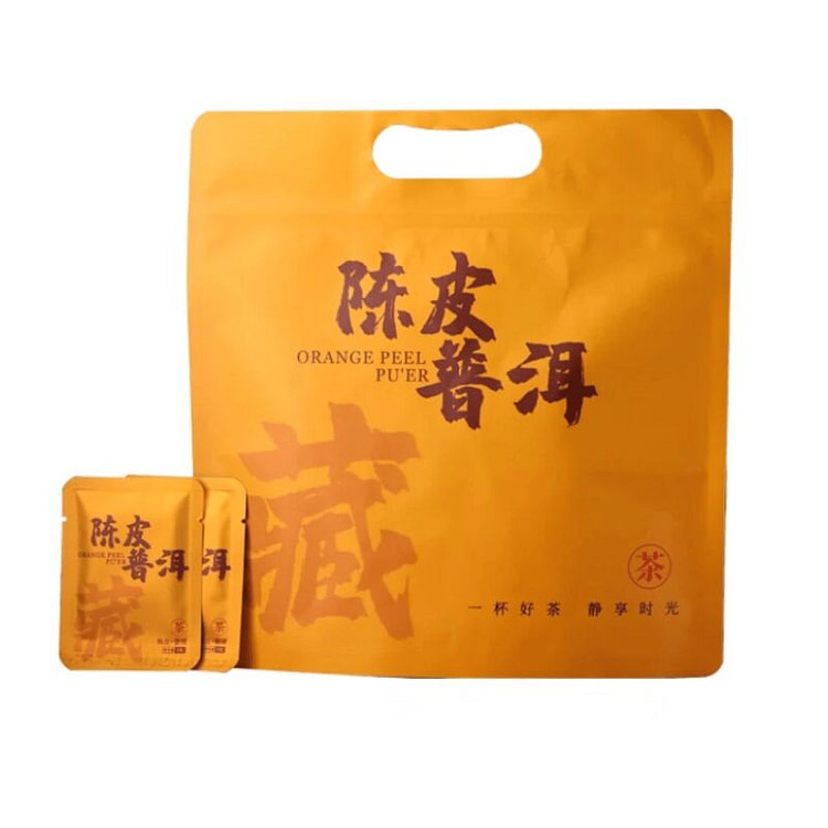 正祁 陈皮普洱茶叶云南普洱熟茶1袋30片