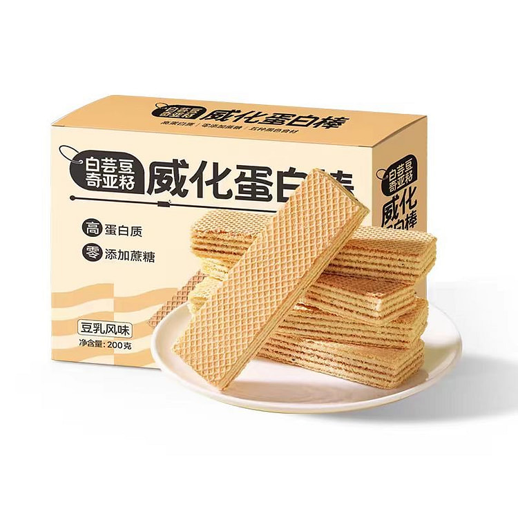 甄磨坊200克/箱白云豆奇亚籽威化蛋白棒