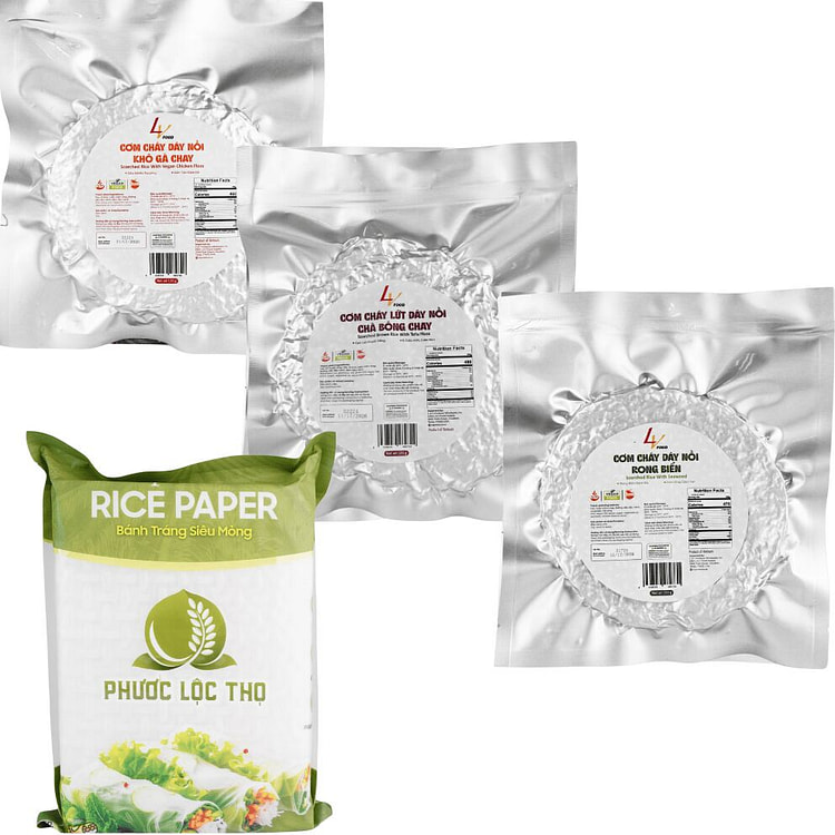 Freegift Combo 3 cơm cháy đáy nồi + Bánh tráng siêu mỏng 3 cái